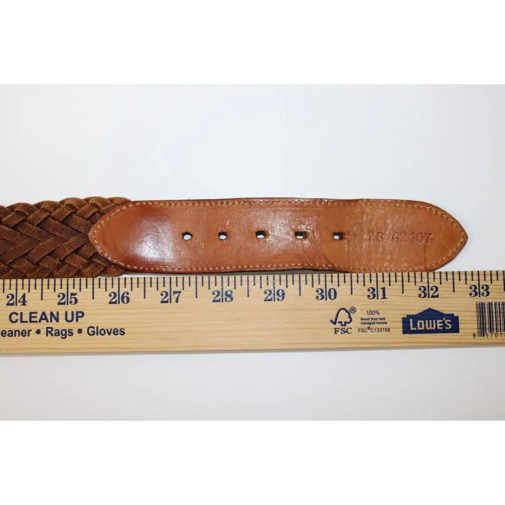Brighton Belt Women's Size 28 Vintage 90s Brown Braided Woven Leather USA 42407